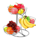 Livabber cesto de fruta 3 niveles cromado para encimera, ahorro de espacio.