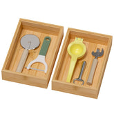Lixple organizador de cajón de bambú compacto y resistente para cubiertos y utensilios.