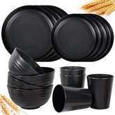 LIYH platos principales negros de trigo, duraderos para uso diario.