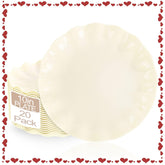 LIYH platos beige de 10" con bordes ondulados, ideales para servir en banquetes.
