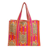 Bolsa LKGSM RUGS con impresión de tigre en algodón, ideal para compras diarias.