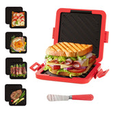 Lkicwah Rojo frontal del tostador para desayunos rápidos