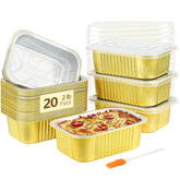 Bandejas de aluminio LNYZQUS 30oz con tapas para hornear y transportar