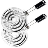 Difusor Lochvenix colocado en placa de acero inoxidable para cocción uniforme.