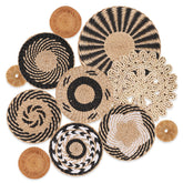 LOCS MICRAI cestas-pared-boho-set-11, negro retro, ideal para murales artesanales.
