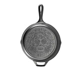 Sartén Lodge de hierro fundido 10,25 pulgadas con asa lágrima y calavera azucarada.