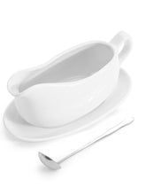 LoeJan jarra de salsa cerámica blanca de 17oz para servir sin goteos.