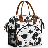 LOKASS caja de almuerzo para mujeres con estampado vaca, bolsa térmica con estilo práctico.