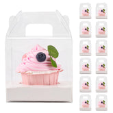 Caja LOKQING para cupcake con asa transparente, ideal para exhibir pasteles.