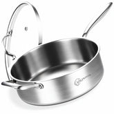 LOLYKITCH Sartén tri-ply 7QT con tapa para dorar y sellar sabores de forma uniforme.