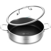 Sartén LOLYKITCH tri-ply 12 pulgadas con tapa, distribución uniforme del calor.
