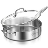 LOLYKITCH sarten de triple capa 6qt con tapa, ideal para saltear de forma uniforme.