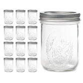 Lonriva tarros vidrio boca ancha 16oz para conservas y preparación de avena nocturna.