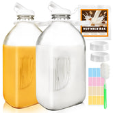 Jarra de vidrio LOSANJI 64 oz para leche y bebidas, almacenamiento claro y seguro.