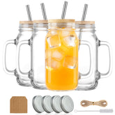 Vasos LOSANJI Mason de 24 onzas con asa para un manejo cómodo.