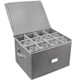 LotFancy caja-almacenaje copas-cristal: protección acolchada para transporte seguro.