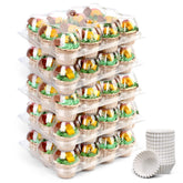 LotFancy contenedores cupcakes 12 unidades con tapa alta para transporte seguros