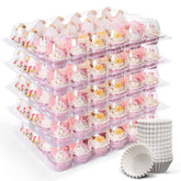 LotFancy contenedor mini pasteles con domo alto para exhibir decoraciones.