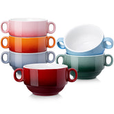 LOVECASA tazones sopa coloridos con asa doble para porciones individuales