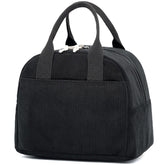 LOVELYWIND bolsa de almuerzo aislada en negro con pana acanalada, mantiene comidas frescas.