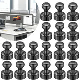 Imanes Lovimag para frigorífico de 20 piezas negros, ideales para organizar notas y recordatorios.