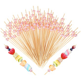 Palillos LOYIM de bambú con perlas rosadas para decorar cócteles
