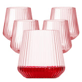 Copas Lueumxc con estrias rosa 14 onzas, ideales para cócteles y fiestas.