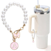 LUHOHI vista frontal de cadena de perlas rosa que personaliza botellas