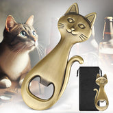 Abridor de cerveza LULLEA con gato en bronce, regalo perfecto para amantes de gatos.