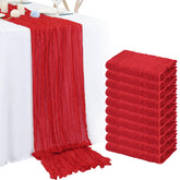 Mantel Lumaycens de gasa rojo de 10 ft para bodas, añade romanticismo a la mesa