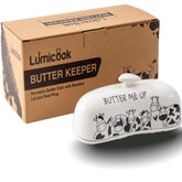 Lumicook contenedor de mantequilla con tapa blanco mantiene la frescura en la encimera.
