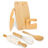 LUOLAO set de cocina para niños con 6 piezas en madera para aprender a cocinar