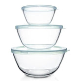 Luvan cuencos de vidrio 4.5 qt con tapas para mezclar y almacenar