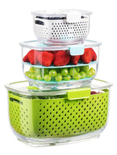 LUXEAR contenedores-frutas-verduras-3piezas mantienen la frescura en el refrigerador.