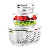 Contenedores LUXEAR para verduras y frutas con tapas, conservan frescura en el refrigerador.