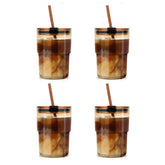 Vaso Luxfuel de vidrio 13oz en ámbar, paquete de 4, ideal para bebidas frías.