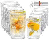 Vasos alto veterano Lvtrupc con relieve floral, ideales para servir cócteles con estilo.