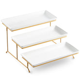 LYEOBOH soporte triple nivel blanco, ideal para servir aperitivos y postres con elegancia.
