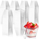 Lyellfe copa cuadrada postre 4 oz con cuchara, presenta postres con estilo claro.