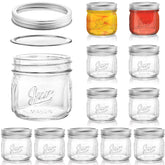 Lyellfe frascos mason boca ancha 12 oz, cuerpo transparente para identificar mermeladas fácilmente.