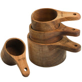 Lyellfe juego de tazas medidoras de acacia apilables con mango para ahorrar espacio.