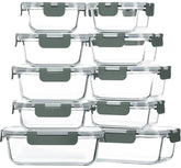 Conjunto de vidrio M MCIRCO de 10 recipientes con tapas, ideal para porciones.