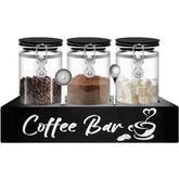 MACIFECI frascos de café en vidrio negro con tapa de bambú para conservar frescura