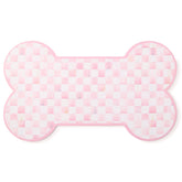 Alfombrilla para cuencos de MACKENZIE-CHILDS, rosado y blanco, protege el suelo durante las comidas.