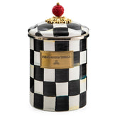 Contenedor esmaltado Mackenzie-Childs Courtly Check de 1,42 L para harina y azúcar.