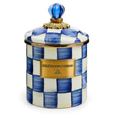 Lata esmaltada Mackenzie-Childs Royal Check frontal para harina.