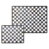 Tabla de vidrio templado MACKENZIE-CHILDS grande, con cuadros negro y blanco para cortar.