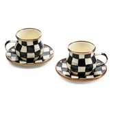Taza espresso MACKENZIE-CHILDS Courtly Check en negro y blanco, ideal para café diario.