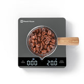 Maestri House Mini Scale muestra dimensiones compactas para encajar junto a tu máquina de espresso.