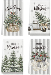 Toallas Maiiooliwe con diseño navideño blanco y gris para secar platos
